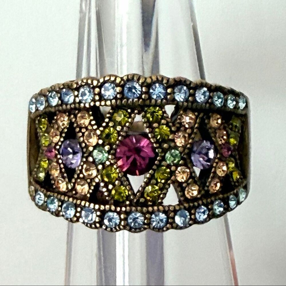 Heidi Daus Multicolor Crystal Wide Band Statement Ring